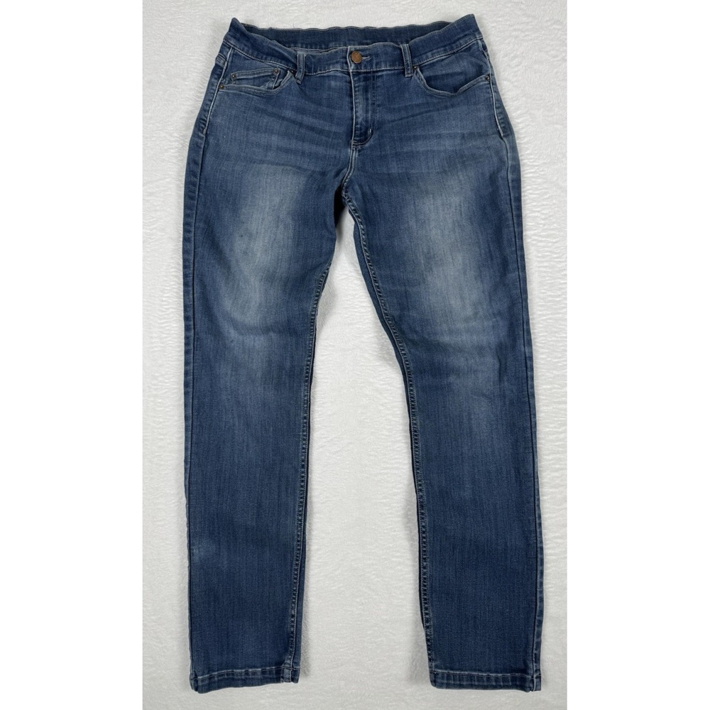 MUGSY Men's Tapered Leg Comfortable Stretch 5 Pocket Jeans SIZE 34/31 Blue